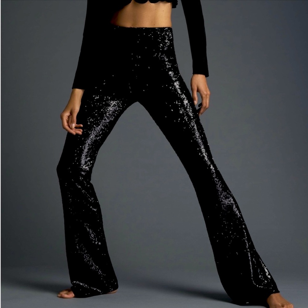 Zara sequined high rise flare black